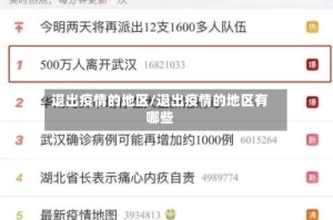 退出疫情的地区/退出疫情的地区有哪些