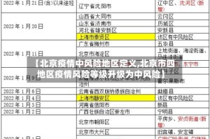 【北京疫情中风险地区定义,北京市四地区疫情风险等级升级为中风险】